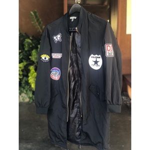 SOLD Vintage long black Sz S bomber jacket
